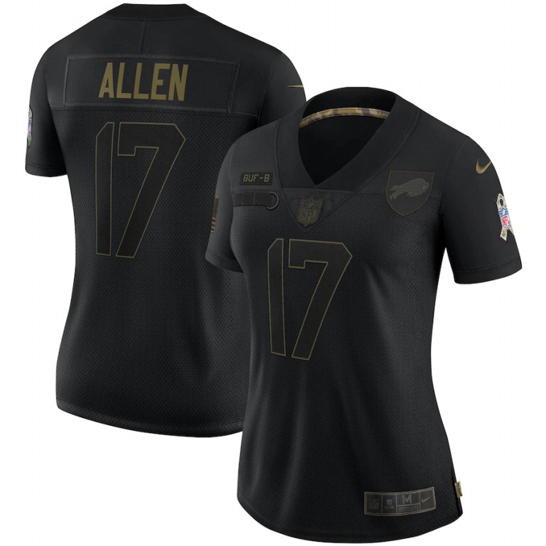 NFL Buffalo Bills #17 Josh Allen Nike Women 2020 Salute To Service Limited  Black jerseys
